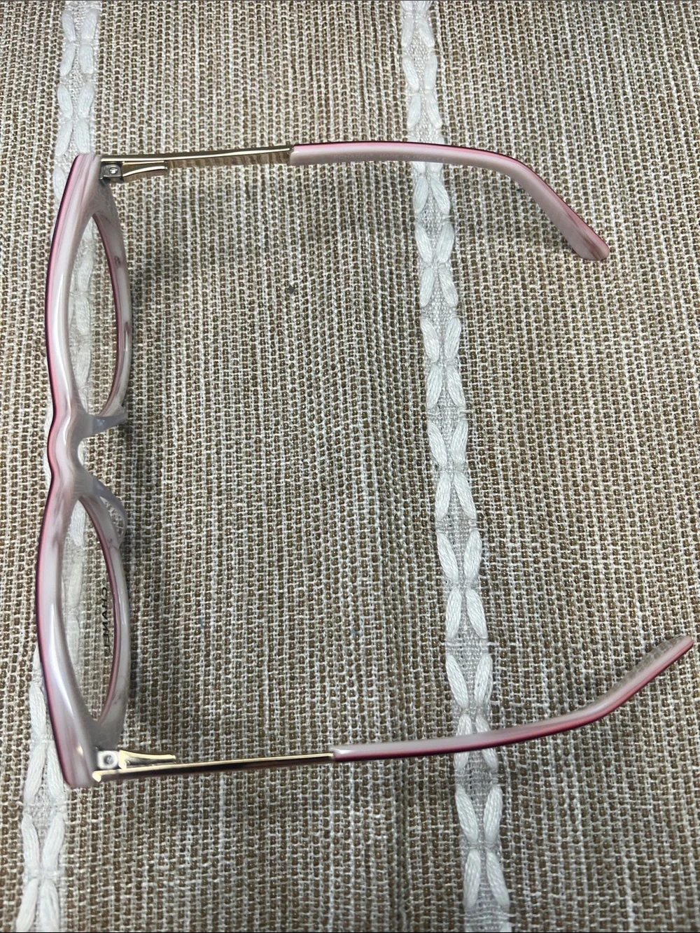 CHANEL Women's Cat-Eye Glasses in Burgundy with Light Pink Temples